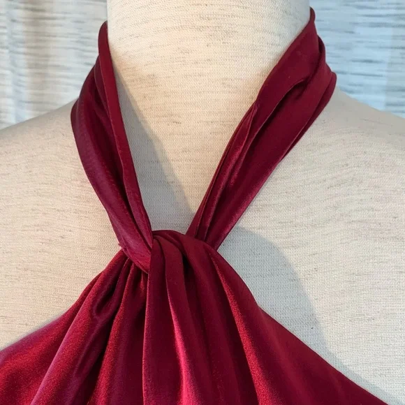 ABS by Allen Schwartz Dark Red Halter Gown - Picture 6 of 16